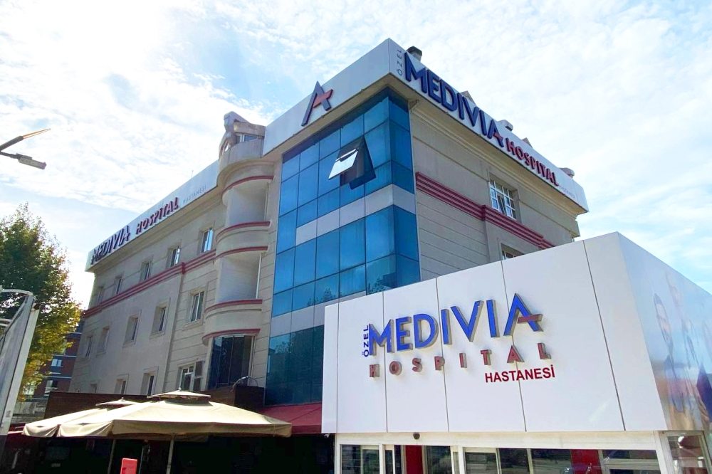 Medivia Hospital building and entrance in Çengelköy, Istanbul