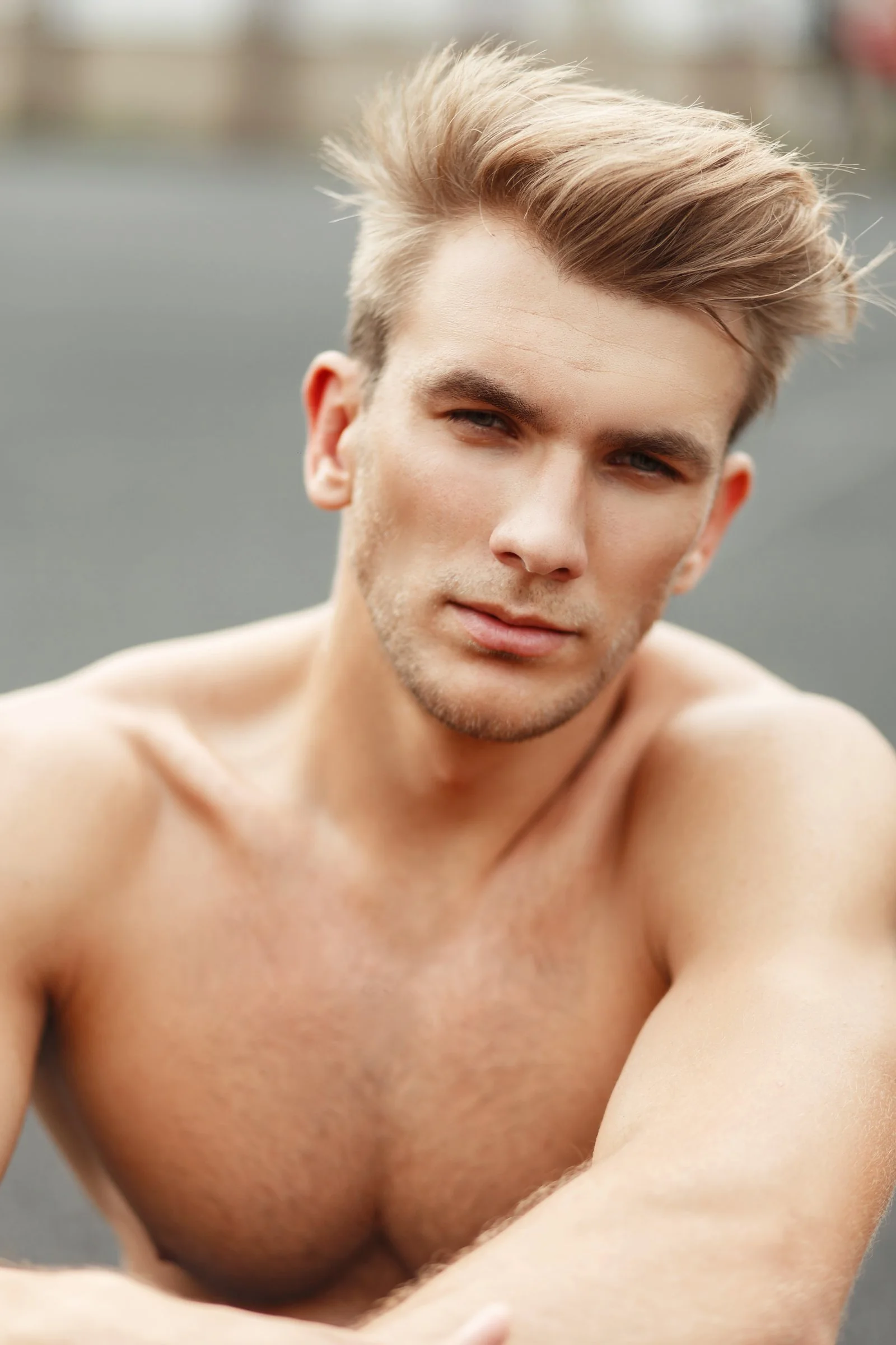 Man with healthy styled hair in a natural portrait